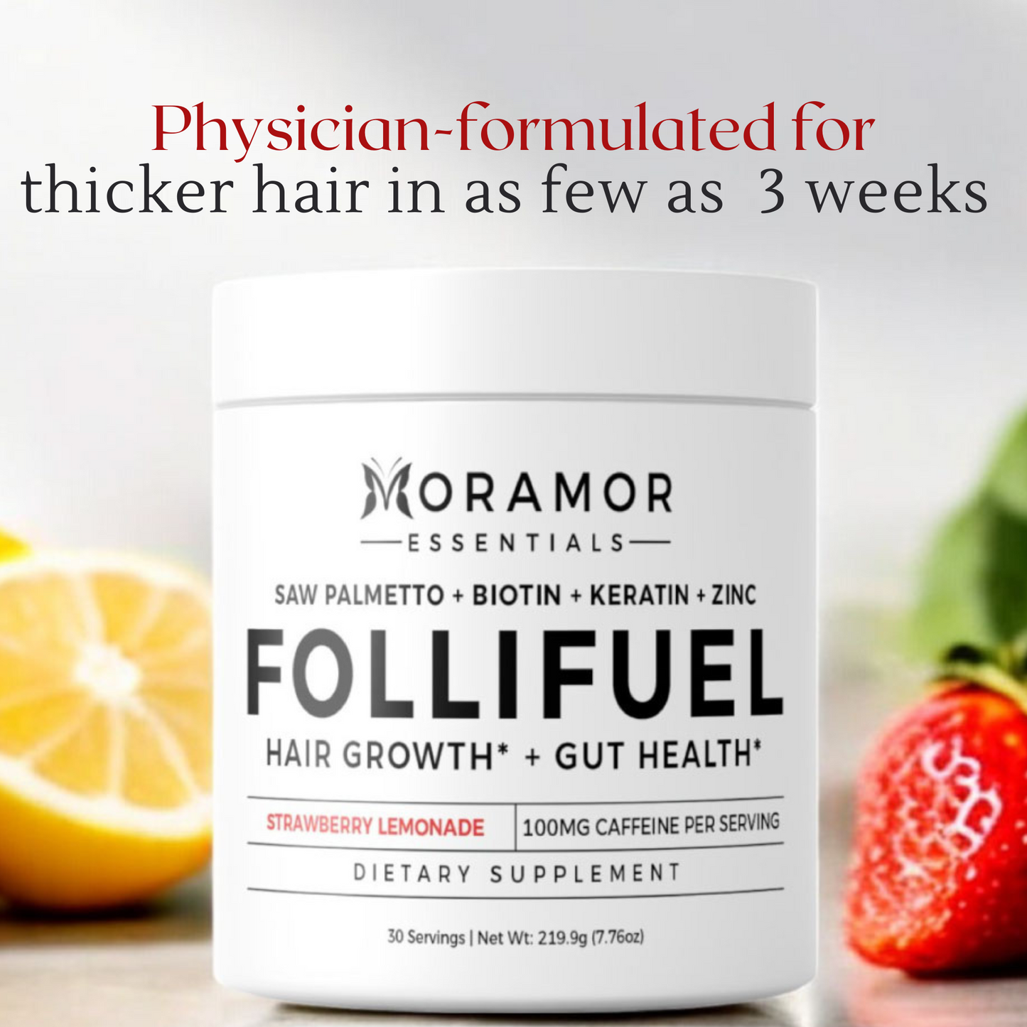 Follifuel | Stronger Hair, Healthier Gut & Brighter Mornings I Strawberry Lemonade